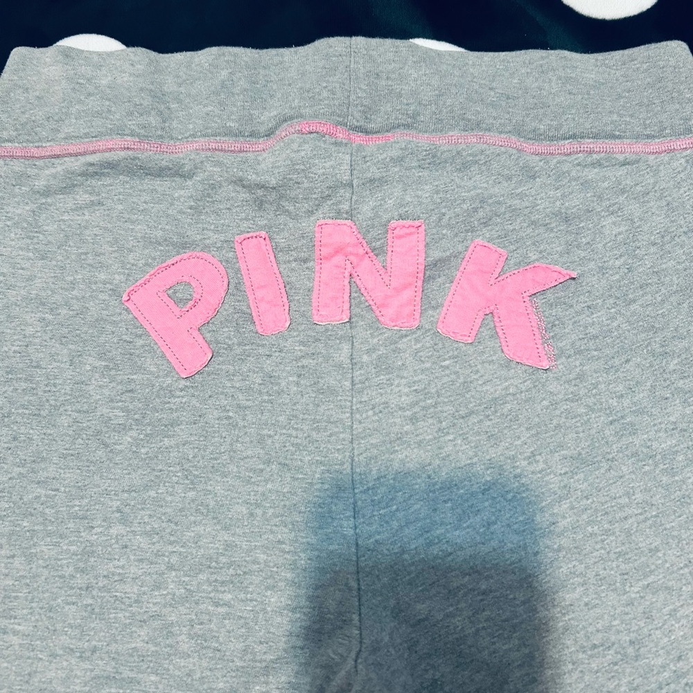 Vintage VS PINK Crop Gray Sweatpants with Pink Logo